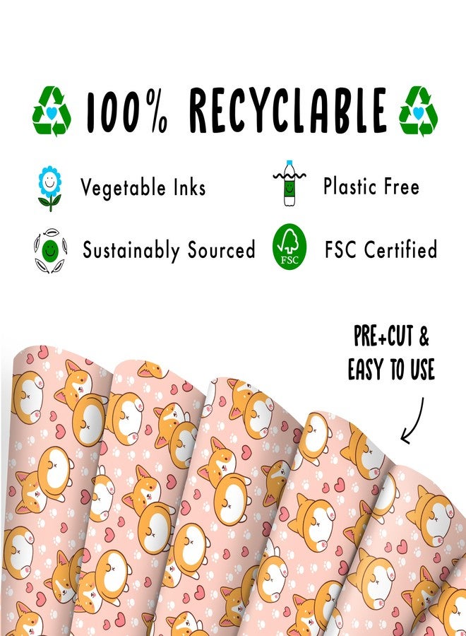 سنترال 23 سنترال ٢٣ - ورق تغليف للأطفال - أوراق تغليف هدايا لها - كلاب كورجي لطيفة وقلوب - كلب - ورق تغليف هدايا عيد ميلاد - قابل لإعادة التدوير - Image 3